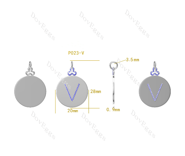 Doveggs round colored gem pendant necklace (pendant only)