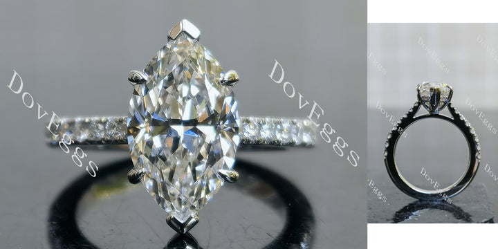 Marquise Pave Half Enternity Lab Grown Diamond