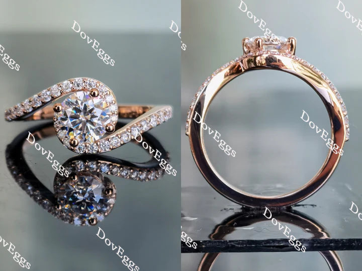 Doveggs pave curved band engagement ring only semi-mount only(Exclusively to DovEggs Stones)