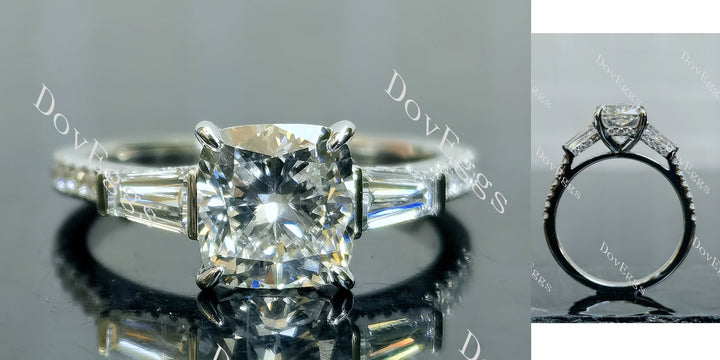 Doveggs Cushion Pave Half Eternity Lab Grown Diamond Engagement Ring
