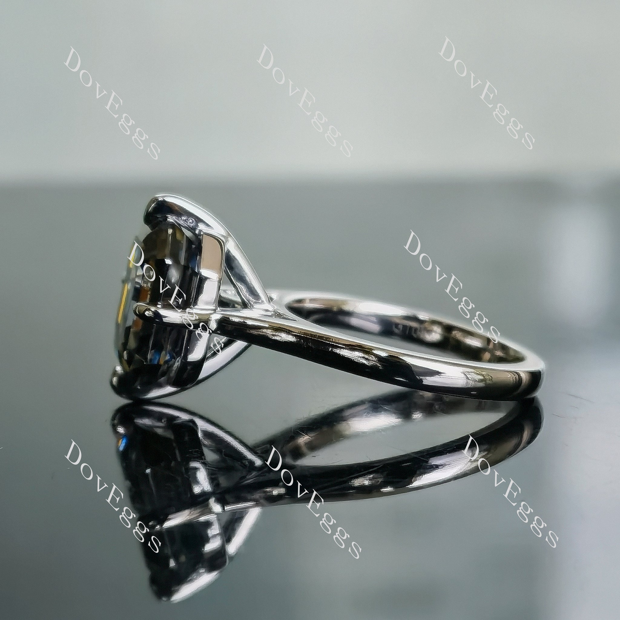 Doveggs krupp cut solitaire stardust grey moissanite engagement ring