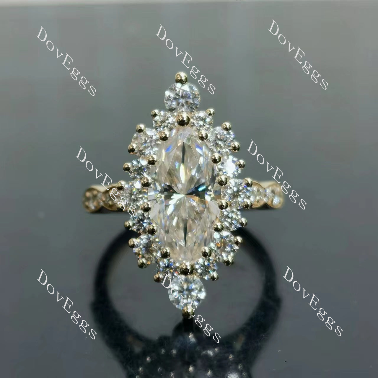 IAIAK Marquise Modified H&A cut halo moissanite bridal set (2 rings)