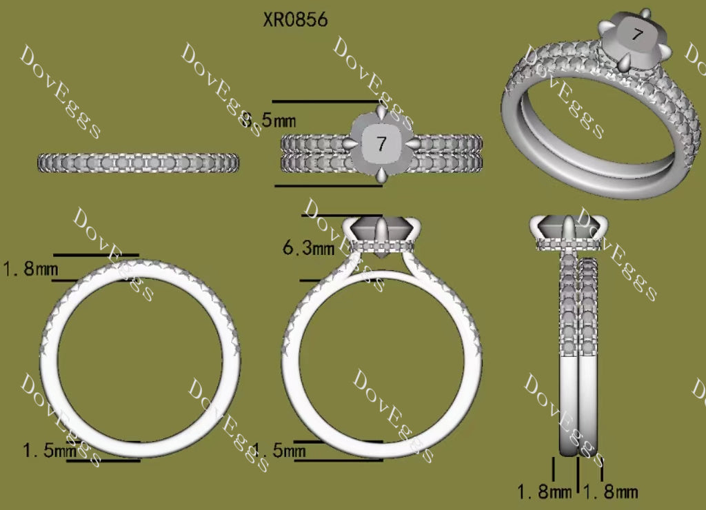Doveggs half eternity pave moissanite wedding band/moissanite guard ring-1.8mm band width