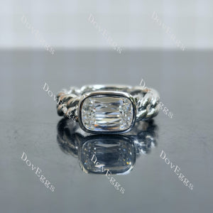 Doveggs Modified Elongated Cushion Bezel Solitaire Lab Grown Diamond Engagement Ring