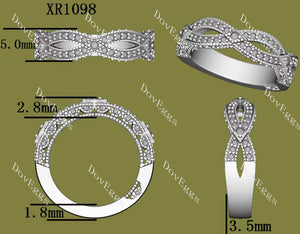 Doveggs round half eternity pave moissanite/lab grown diamond wedding band-3.5mm band width