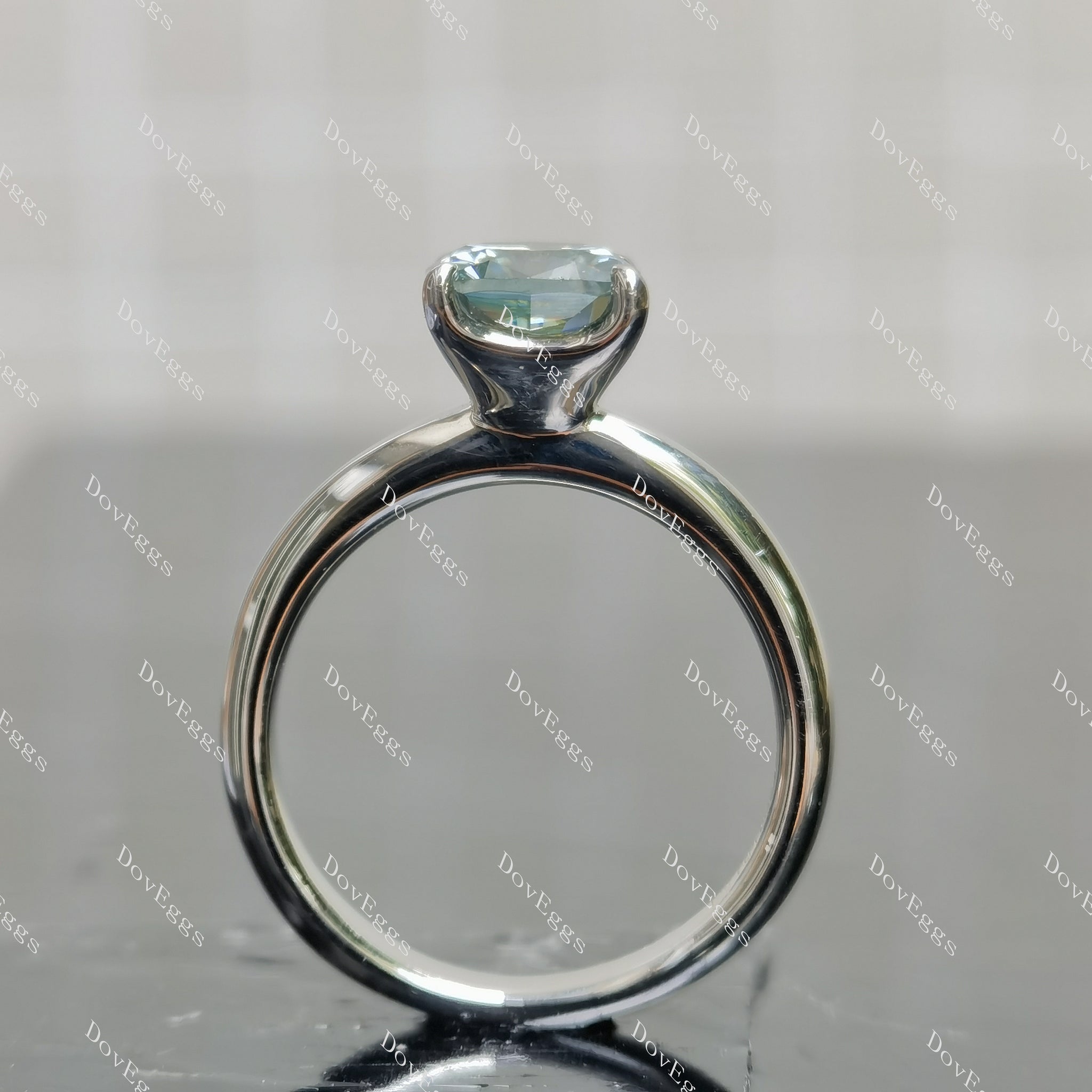 (size 6.25) Doveggs 1.5ct peacock blue cushion moissanite sterling silver engagement ring