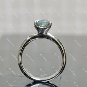 (size 6.25) Doveggs 1.5ct peacock blue cushion moissanite sterling silver engagement ring
