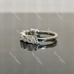(size 6) Doveggs sterling silver marquise round moissanite wedding band
