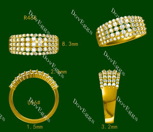 Doveggs round five row pave moissanite/lab grown diamond wedding band-3.2mm band width