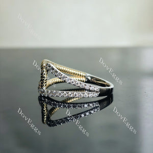 Doveggs round pave split shank moissanite/lab grown diamond wedding band-2.1mm band width