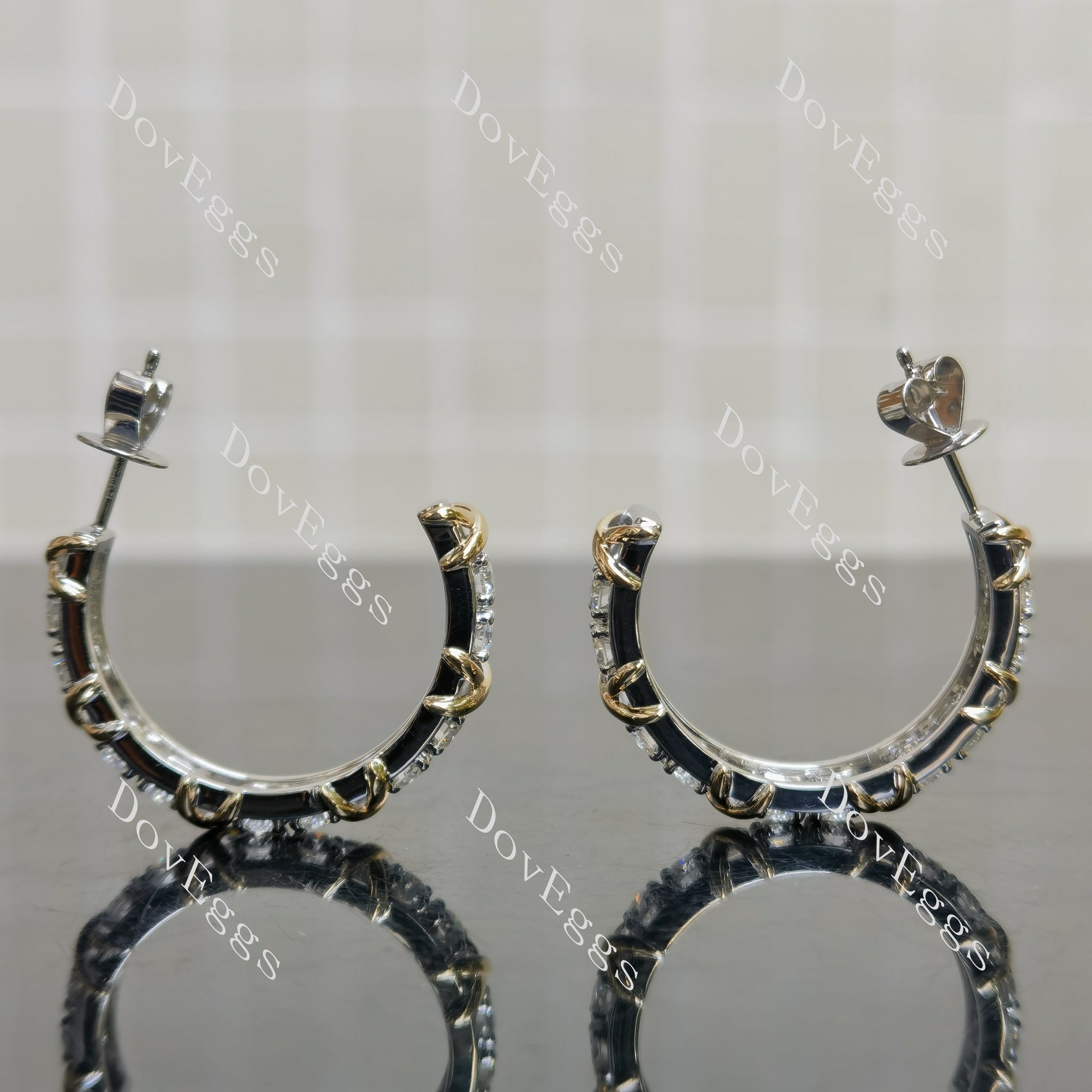 Doveggs round pave moissanite/lab grown diamond earrings