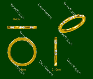Doveggs round pave moissanite/lab grown diamond wedding band-2.0mm band width