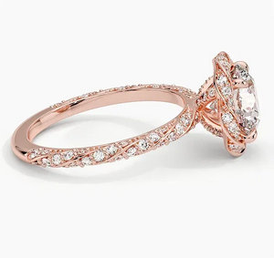 Group Order floral halo pave all shape all color available moissanite/colored gem engagement ring only