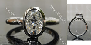 oval vintage bezel moissanite engagement ring