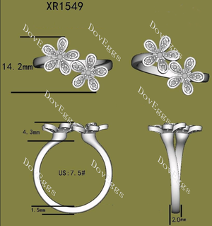Maisie Daisy floral moissanite/lab grown diamond wedding band-2.0mm band width