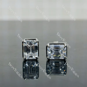 Doveggs emmerald bezel moissanite push back/screw back earrings