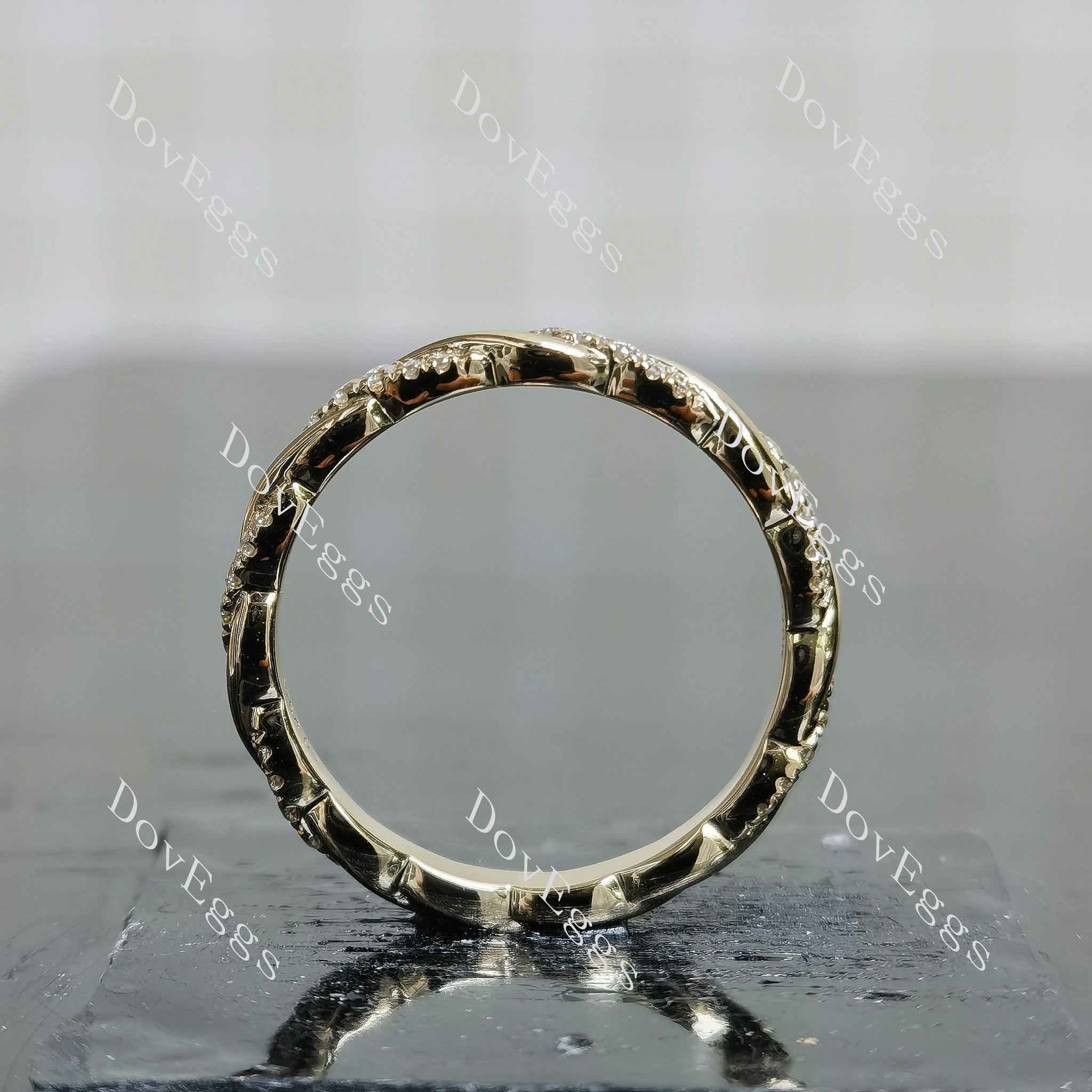 Beth Lauren round braided pave moissanite/lab grown diamond wedding band-2.8mm band width