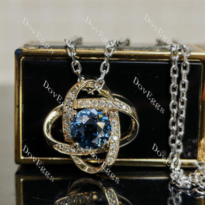 Doveggs round twilight blue colored moissanite pendant (pendant only)