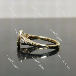 Doveggs bezel three stones engagement ring only semi-mount only(Exclusively to DovEggs Stones)