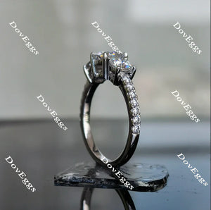 Doveggs three-stone halo pave engagement ring only semi-mount only(Exclusively to DovEggs Stones)