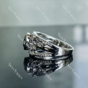 Doveggs 2ct Round Twilight Blue Moissanite center 2.74cttw Moissanite Stones Sterling Silver Ring