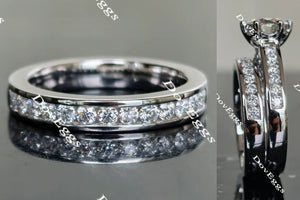 Doveggs round channel set moissanite/lab grown diamond wedding band-3.2mm band width