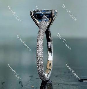 Doveggs criss cut solitaire textured twilight blue moissanite engagement ring