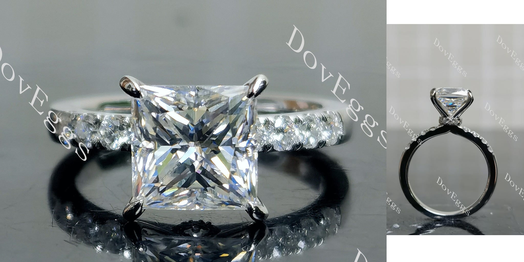 Princess pave moissanite