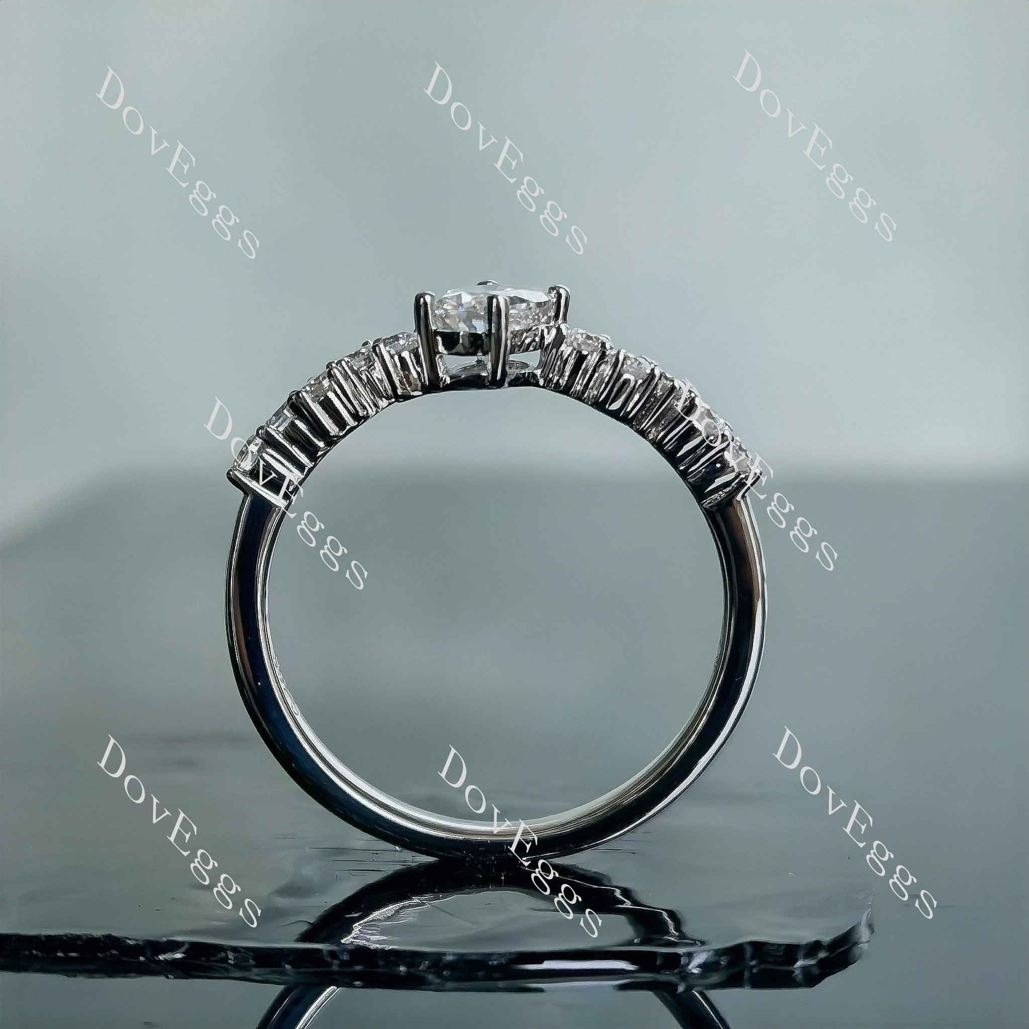 Olive 4*6mm oval art deco moissanite engagement ring