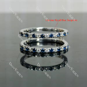 Doveggs round half eternity pave moissanite/lab grown diamond & colored gem wedding band-7.2mm band width