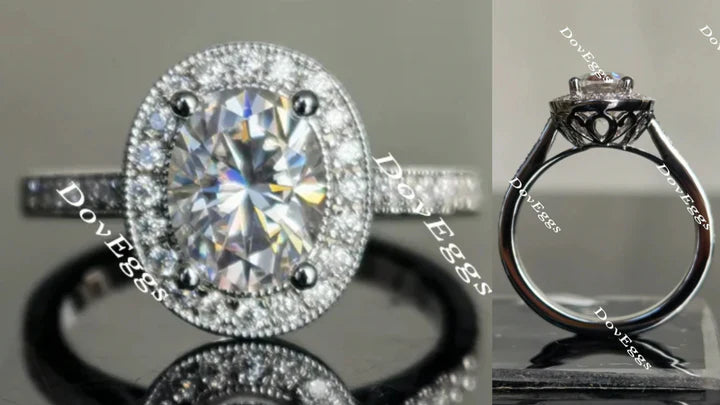 DovEggs half eternity pave halo engagement ring semi-mount only(Exclusively to DovEggs Stones) - DovEggs-Seattle