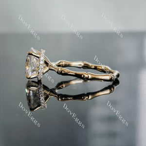 Doveggs oval bamboo art deco moissanite engagement ring
