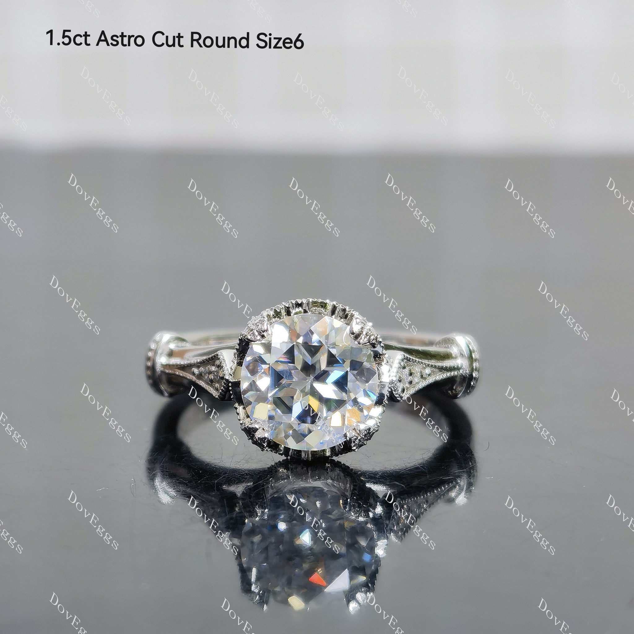 (size #6 & #9) Doveggs round moissanite sterling silver engagement ring