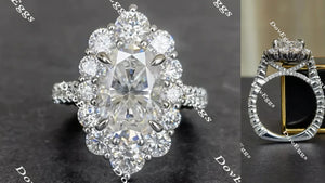 The Julie flower shape halo Pave engagement ring only semi-mount only(Exclusively to DovEggs Stones)