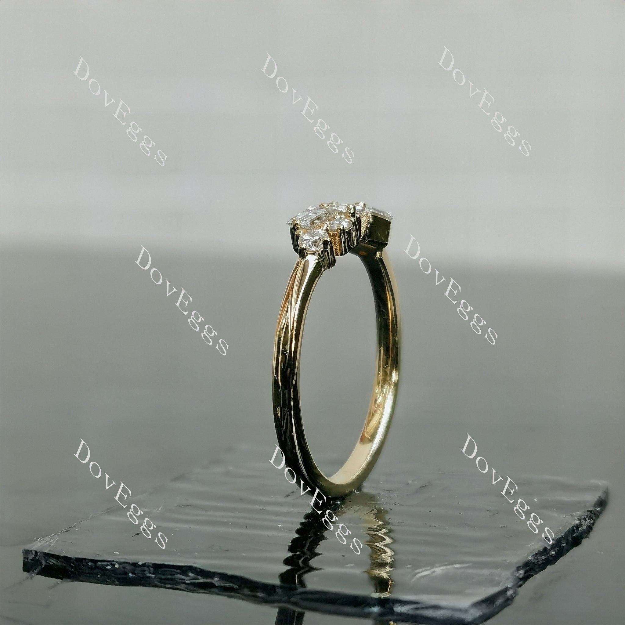 Doveggs round baguette moissanite/lab grown diamond accents wedding band-2mm band width