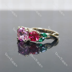 Doveggs art deco three stones engagement ring only semi-mount only(Exclusively to DovEggs Stones)