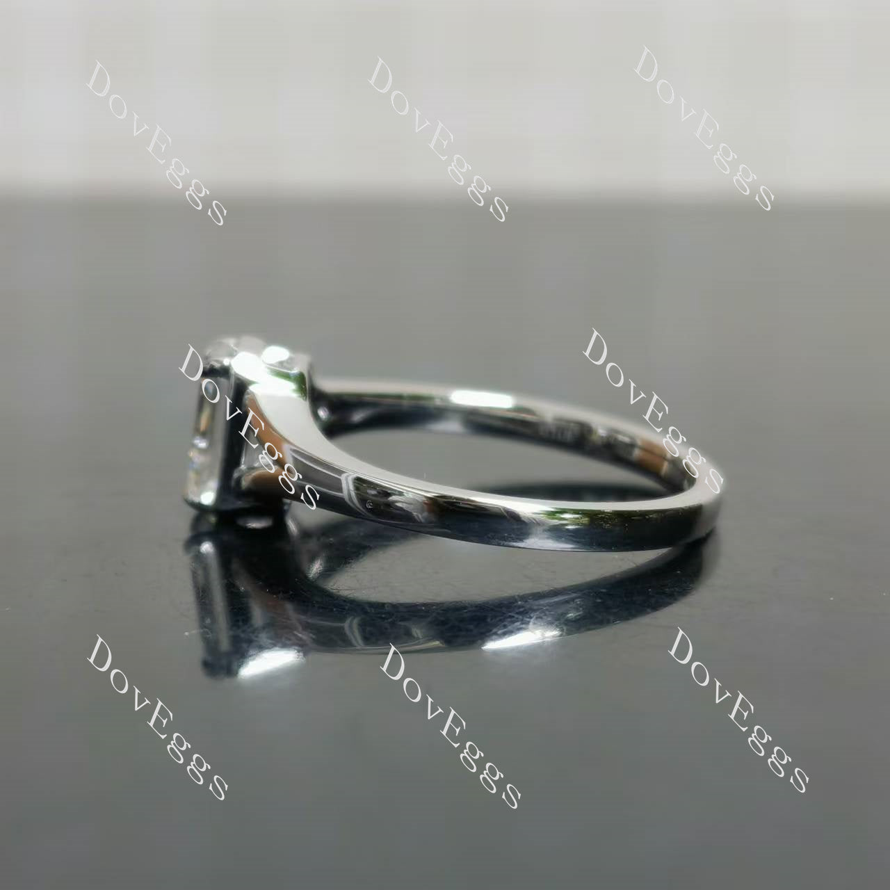 Doveggs emerald solitaire split shanks moissanite engagement ring
