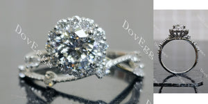 round floral halo moissanite engagement ring