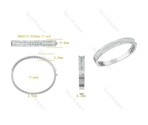 Doveggs baguette round eternity pave moissanite/lab grown diamond bangle for women