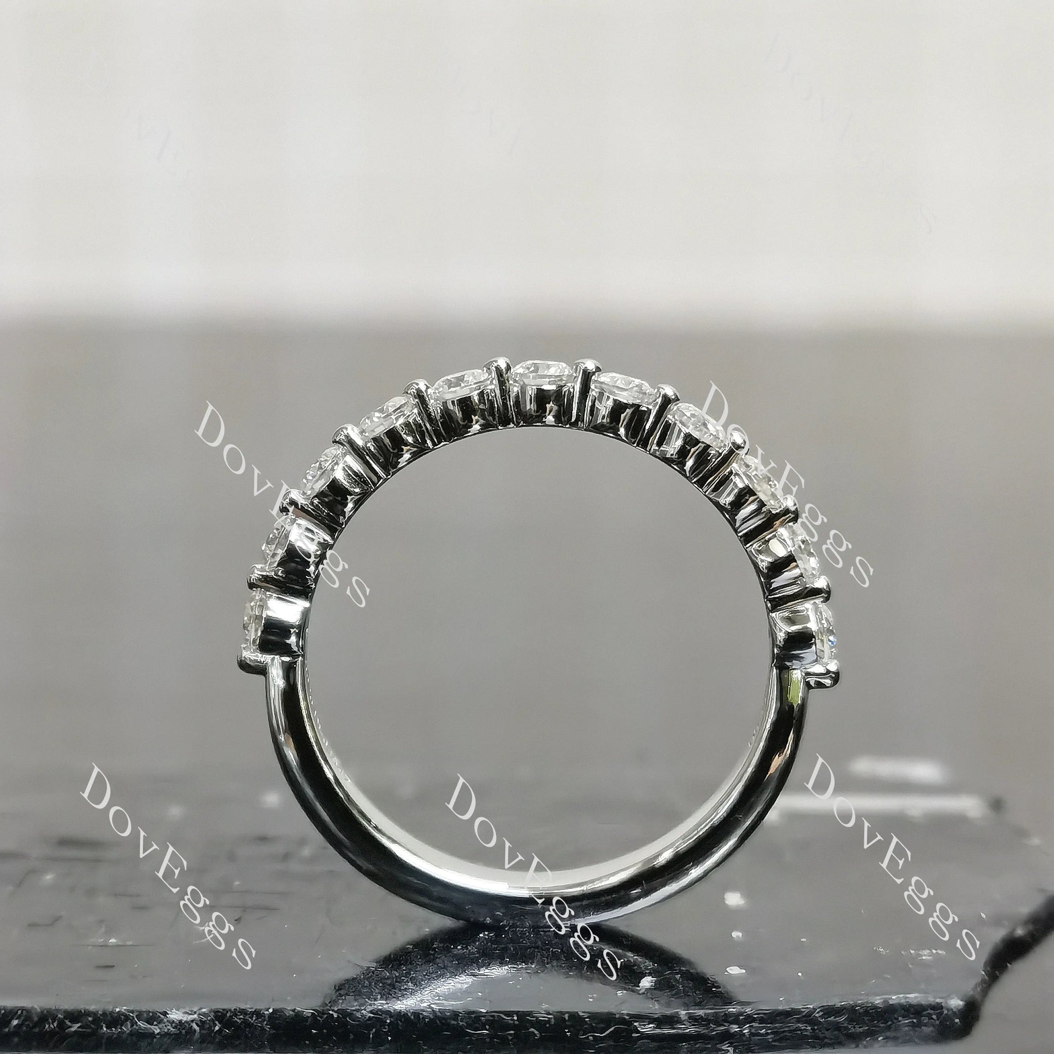 Doveggs half eternity pave moissanite/lab grown diamond wedding bands(wedding band only)-2.2mm band width