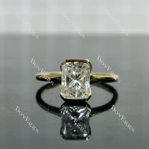 Doveggs radiant bezel solitaire moissanite engagement ring