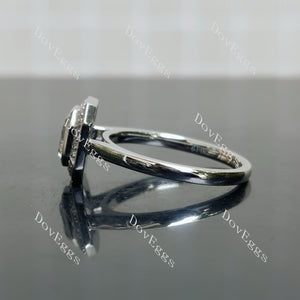 Doveggs Asscher Halo Bezel Lab Grown Diamond Engagement Ring