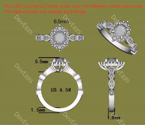 DovEggs art deco halo engagement ring semi-mount only(Exclusively to DovEggs Stones)