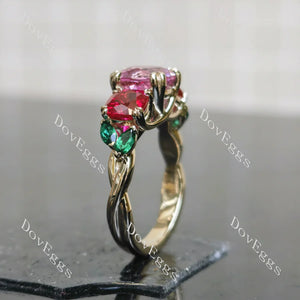 Doveggs art deco three stones engagement ring only semi-mount only(Exclusively to DovEggs Stones)