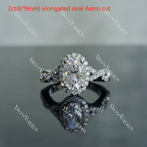 Doveggs oval halo moissanite engagement ring with cris cross band