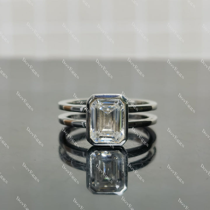 (size 8.25)Doveggs 3ct GHI color emerald moissanite engagement SS ring