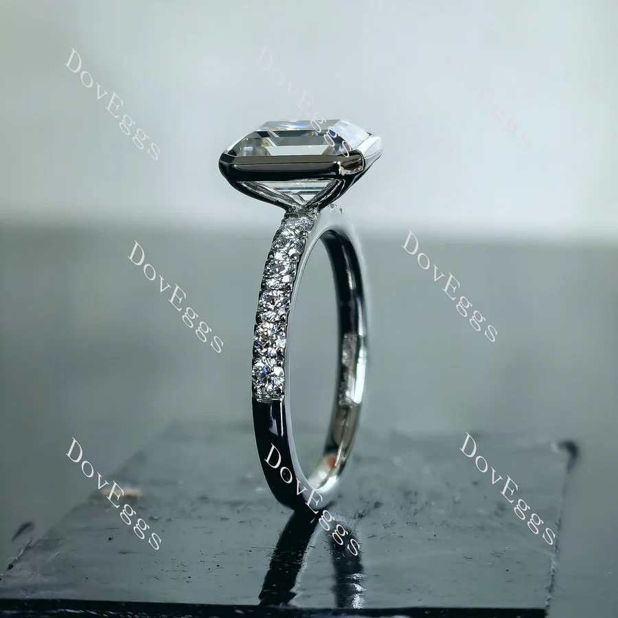 Doveggs bezel half eternity pave engagement ring semi-mount only(Exclusively to DovEggs stones)