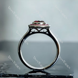Doveggs round bezel channel set colored gem engagement ring