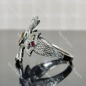 (size 5) Doveggs sterling silver 2ct Round champagne moissanite engagement ring