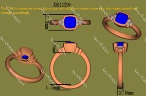 Doveggs cushion side stones moissanite engagement ring